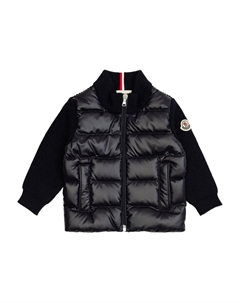 Стеганый трикотажный кардиган, черный Moncler enfant