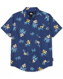 Классическая хлопковая рубашка с коротким рукавом Big Boys Apero, синий Quiksilver