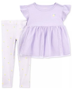 Комплект для девочек Lemon Tulle: топ и леггинсы, 2 предмета, фиолетовый Carter`s