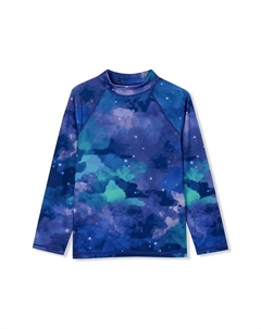 Большие размеры для мальчиков Husky Длинный рукав с высоким воротником UPF 50 Устойчивый к хлору рашгард, мультиколор Lands' end