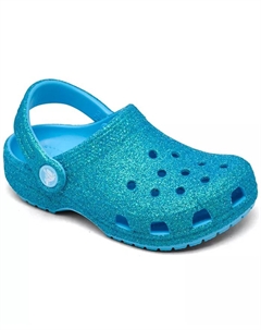 Детские классические блестящие сабо для девочек от Finish Line, синий Crocs