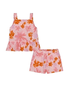 Детский комплект из муслина с принтом и рюшами: топ без рукавов и шорты - для девочек, розовый Deux par deux