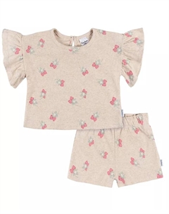 Комплект для девочки: футболка и шорты, зеленые листья, 5T, коричневый Gerber