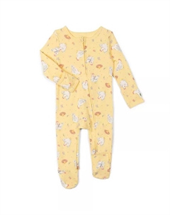 Детский комбинезон для сна с молнией и рельефным узором Baby Girls Animals, желтый John deere