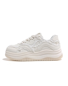 Кеды, скейтборд обувь женская низкая, кремовый Huanqiu