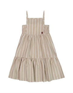 Детское платье без рукавов из льна в полоску - Little Kid, зеленый Deux par deux