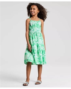 Платье миди с цветочным принтом и ярусами Big Girl, зеленый Epic threads
