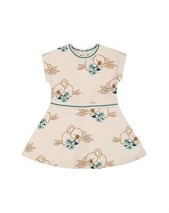 Платье из френч-терри с принтом коалы для девочек - старший размер, белый Deux par deux