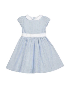 Детское платье из органического хлопка с коротким рукавом и воротником "Питер Пэн" в полоску - для малышей и девочек постарше, синий Hope & henry