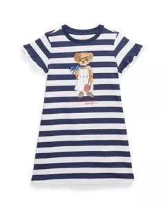 Платье с полосками и медвежонком для малышек и девочек, синий Polo ralph lauren