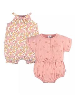 Детский комбинезон для девочек без рукавов и с короткими рукавами, 2 шт, розовый Gerber