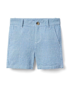 Шорты для мальчиков из льна и хлопка в клетку Tattersall - малыши, маленькие дети, старшие дети, синий Janie and jack