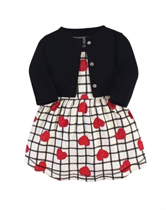 Платье и кардиган из органического хлопка для девочек 2-в-1, Bright Butterflies, черный Touched by nature