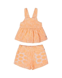 Детский комплект из майки и шорт с принтом (для девочек) - Big Kid, оранжевый Deux par deux