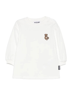 Вышитое платье с плюшевым мишкой, белый Moschino kids