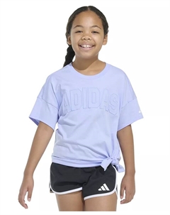 Футболка с коротким рукавом и завязками спереди для девочек постарше, фиолетовый Adidas