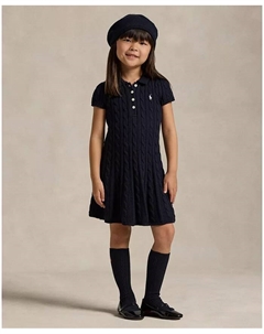 Платье-свитер с вязаным узором "коса" для девочек и малышек, синий Polo ralph lauren