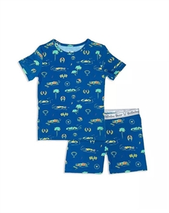 Детский унисекс пижамный комплект из шорт и футболки с коротким рукавом Monaco Blue, мультиколор Bellabu bear
