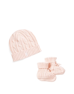 Комплект из шапки и пинеток фактурной вязки, розовый Polo ralph lauren kids
