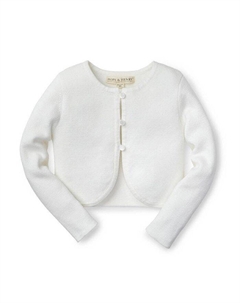 Детский укороченный кардиган с фигурным краем для девочек - Baby (органический хлопок), белый Hope & henry