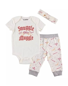 Комплект боди, штанишек и повязки для девочки Ravenclaw Slytherin Gryffindor Hufflepuff, белый Harry potter