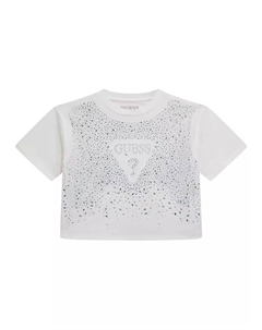Футболка с коротким рукавом и стразами Big Girl, белый Guess