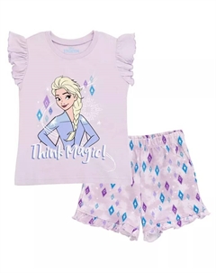 Футболка и шорты из френч-терри Disney Princess Moana Belle Minnie Mouse Nightmare Before Christmas для детей от малышей до подростков, фиолетовый Frozen