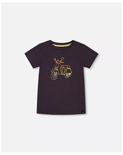 Футболка для мальчиков из органического хлопка, темно-серая с разноцветным принтом Vespa - для малышей/детская, серый Deux par deux