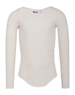 Боди с длинными рукавами и мелкой рубчатой отделкой, нейтральный Molo