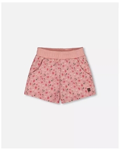 Большие девочки: шорты из френч-терри с принтом Old Pink And Flowers, розовый Deux par deux