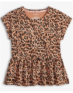 Топ с леопардовым принтом и пеплумом для девочек Little & Big, коричневый/бежевый Epic threads