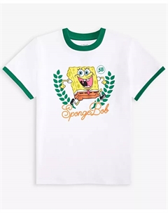 Футболка с контрастной окантовкой Little & Big Boys Spongebob, белый Epic threads