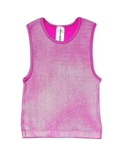 Детский топ без рукавов с металлизированной отделкой и рубчиками для девочек - подростковый размер, розовый Malibu sugar