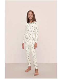 Унисекс пижамный комплект с принтом и длинными рукавами - для малышей и детей постарше, белый Eberjey