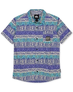 Глобал Хит Хлопковая Рубашка на Пуговицах для Подростков Big Boys, синий Quiksilver