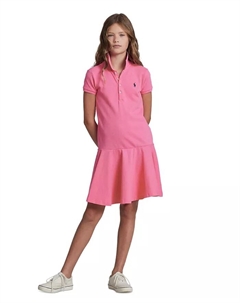 Платье-поло с коротким рукавом из хлопковой сетки для девочек старшего возраста, розовый Polo ralph lauren