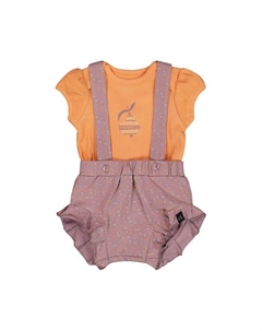 Детский комплект из органического хлопка с принтом: боди и шорты для девочек - Baby, оранжевый Deux par deux