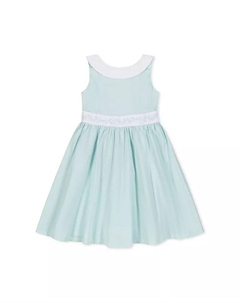 Праздничное платье из сатина с круглым воротником и вышитым поясом для девочек Big Girls Heirloom, зеленый Hope & henry