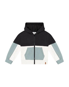Мальчиковый худи-кардиган с цветными блоками из французского футера на молнии - для малышей, белый Deux par deux