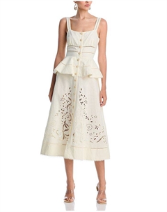 Платье миди с баской, слоновая кость/кремовый Self-portrait