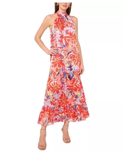 Женское платье макси Oscar с запахом и ярусами, мультиколор Vince camuto