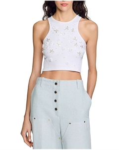 Топ с декоративными элементами, белый Sandro