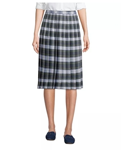 Женская плиссированная юбка в клетку ниже колена, белый Lands' end