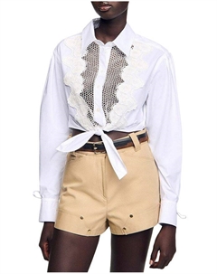 Рубашка с кружевной мани-манишкой Andrea, белый Sandro