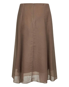 Юбка миди А-силуэта с декоративной строчкой, коричневый Brunello cucinelli