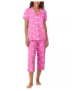 Женский укороченный комплект пижамы с короткими рукавами, розовый Cuddl duds