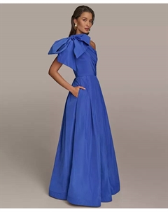 Женское платье с бантом и асимметричным вырезом, синий Donna karan new york