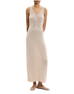 Открытый вязаный безрукавный макси-платье, коричневый/бежевый Theory