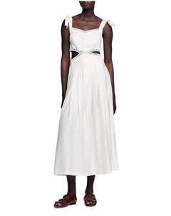 Солена - Макси-платье с кружевной отделкой, белый Sandro