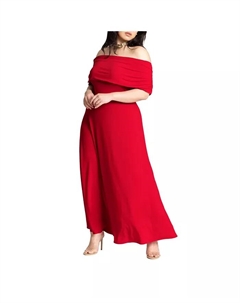 Платье макси с открытыми плечами Plus Size, красный Eloquii